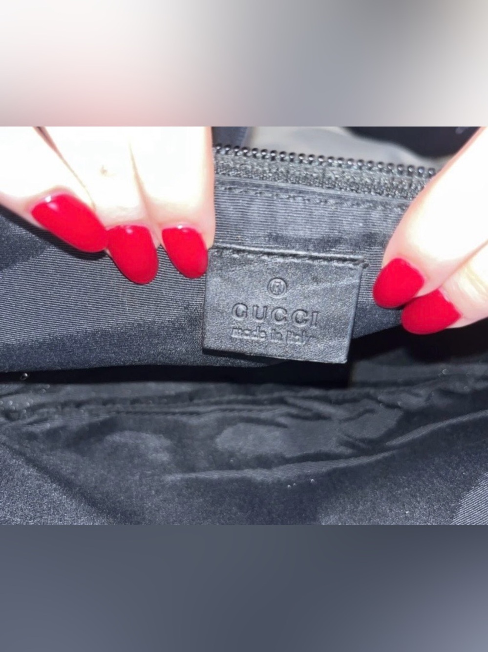 Gucci Black Monogram Mini Shoulder Bag with Gold Plaque - Picture 5 of 8
